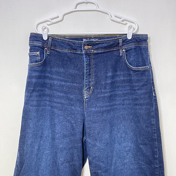 Boden Denim Wide Leg Jeans Womens 16 Raw Frayed Hem Faded Pockets Hi Rise - Picture 9 of 9